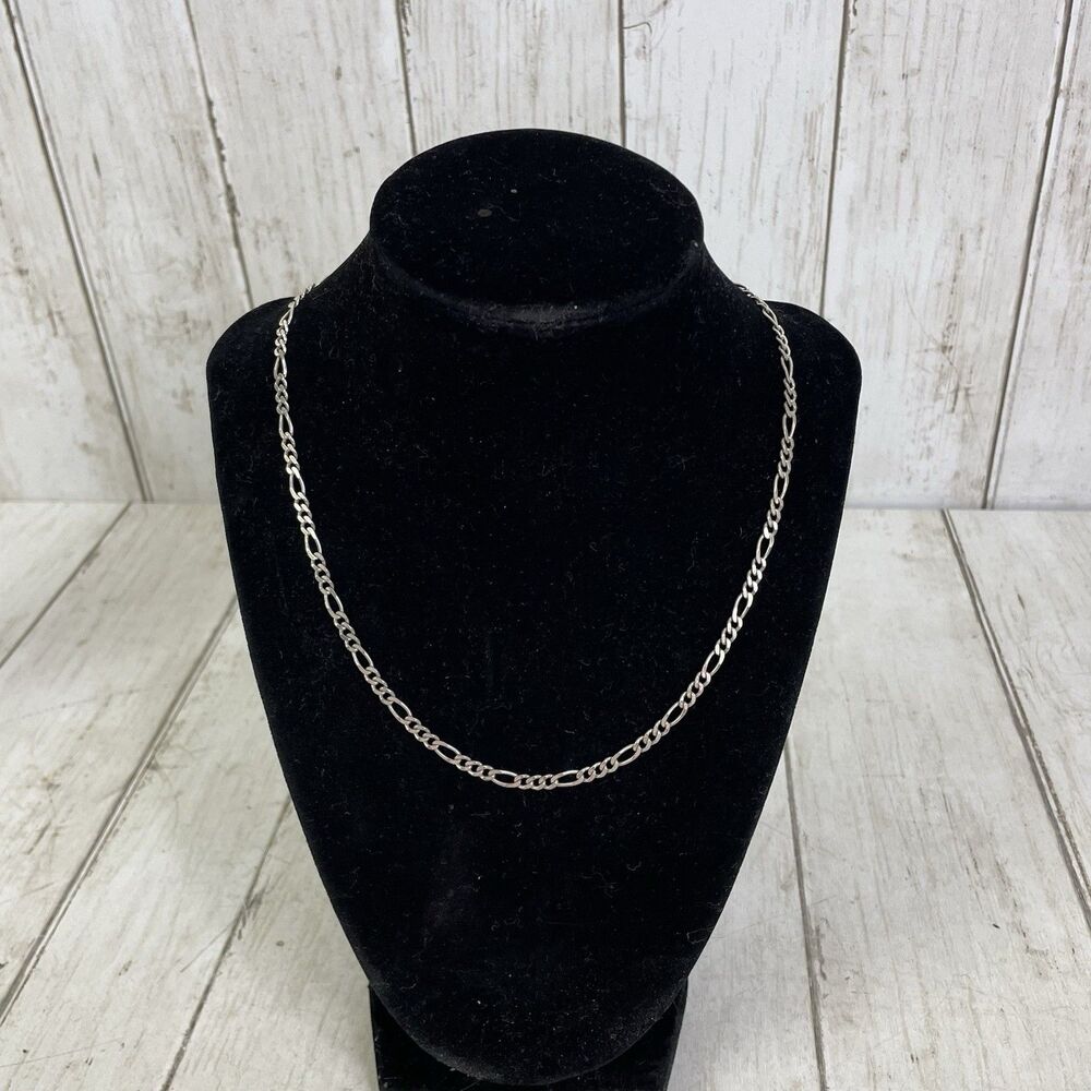 Sterling Silver .925 Italy Figaro Link Chain Necklace 17” - 9 Grams